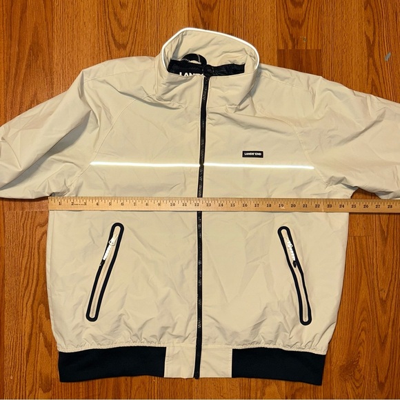 Lands End Mens L 42-44 Squall Classic Light Weight Cream Waterproof Nylon Jacket - Picture 11 of 12